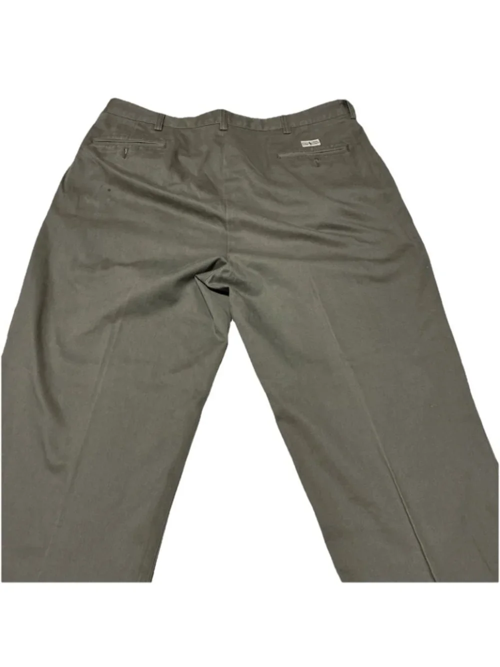 Heavyweight Gray Twill Work Trousers Mens 38x29 Flat Front Straight Leg Durable